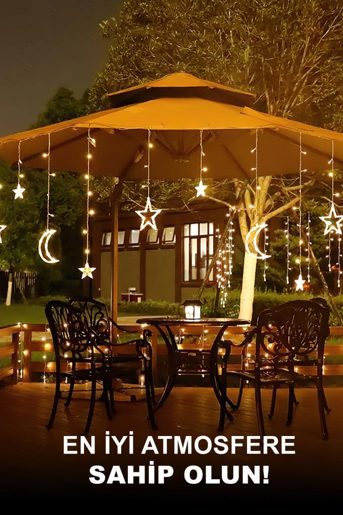 (KIRILABİLİR) DP-45 Gün Işığı 5 Metre Ay + Yıldız Şekilli Perde Led