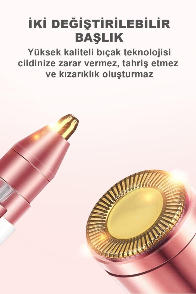 DP-63 2 Başlıklı Flawless Yüz Tüy Alıcı Kaş Bıyık Kıl Epilasyon Aleti