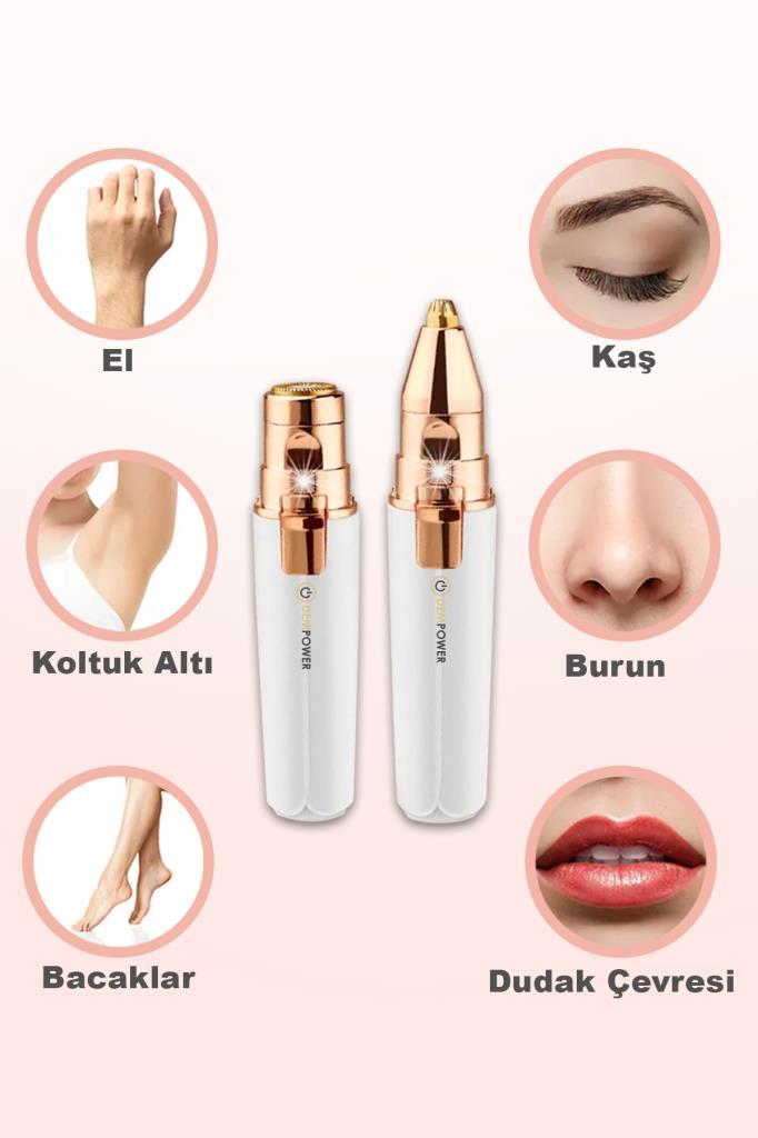 DP-63 2 Başlıklı Flawless Yüz Tüy Alıcı Kaş Bıyık Kıl Epilasyon Aleti