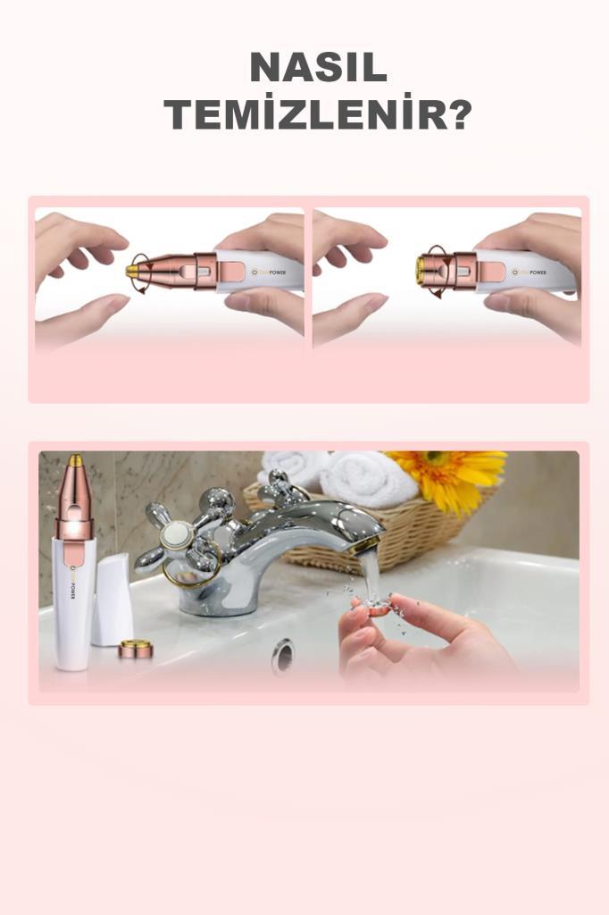 DP-63 2 Başlıklı Flawless Yüz Tüy Alıcı Kaş Bıyık Kıl Epilasyon Aleti