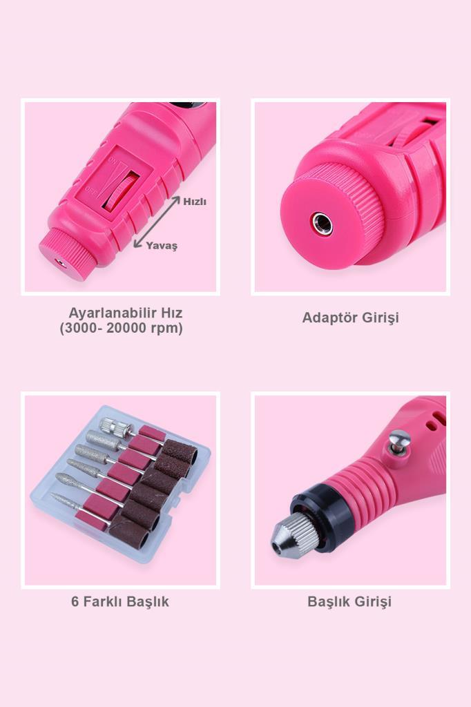 Elektrikli Manikür-Pedikür-Törpü Makinesi Pembe Renk