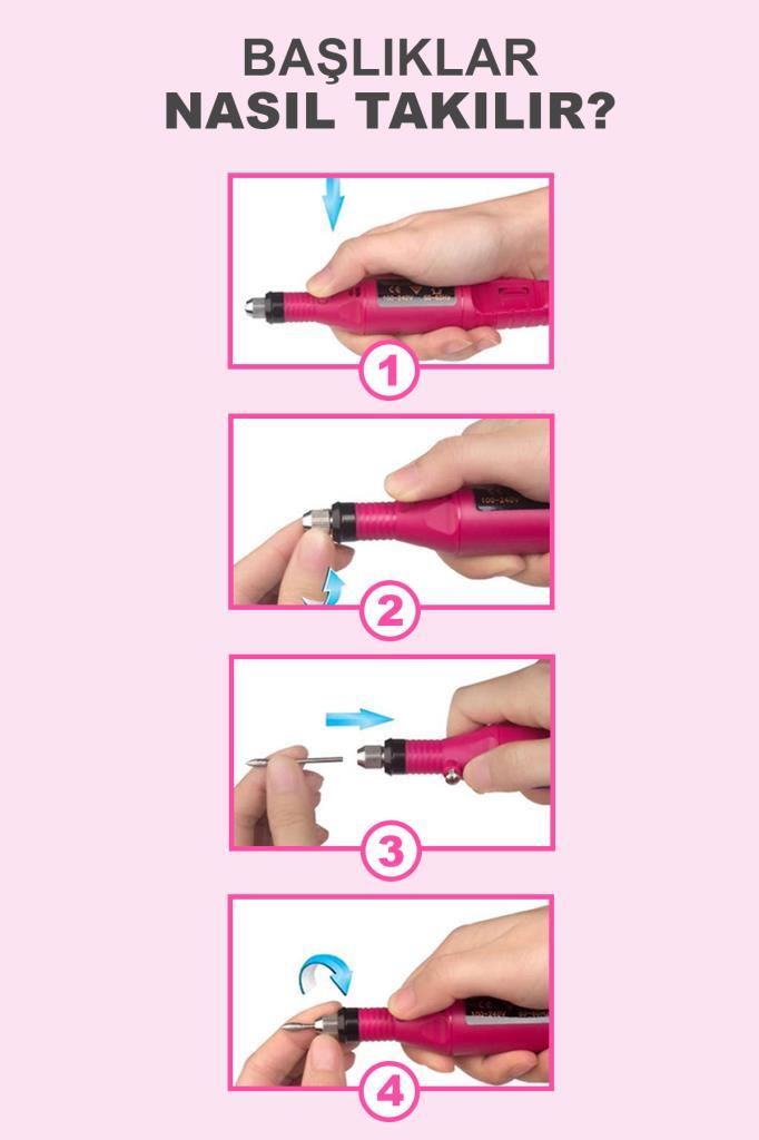 Elektrikli Manikür-Pedikür-Törpü Makinesi Pembe Renk