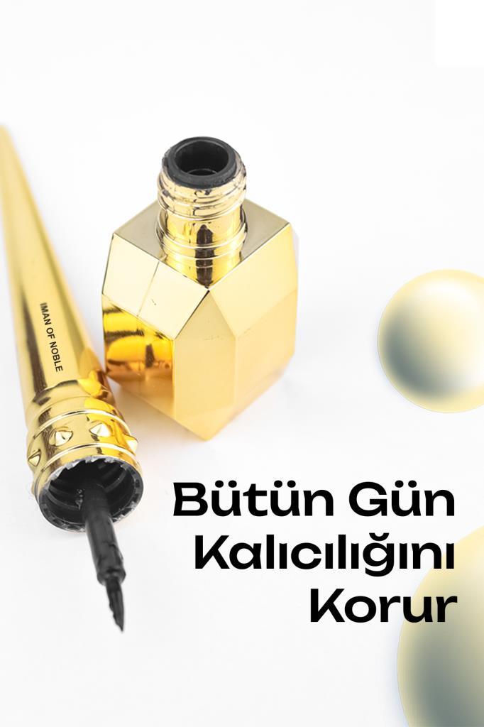 Dokuzgen Tasarımlı Gold Ambalajlı İnce Uçlu Eyeliner