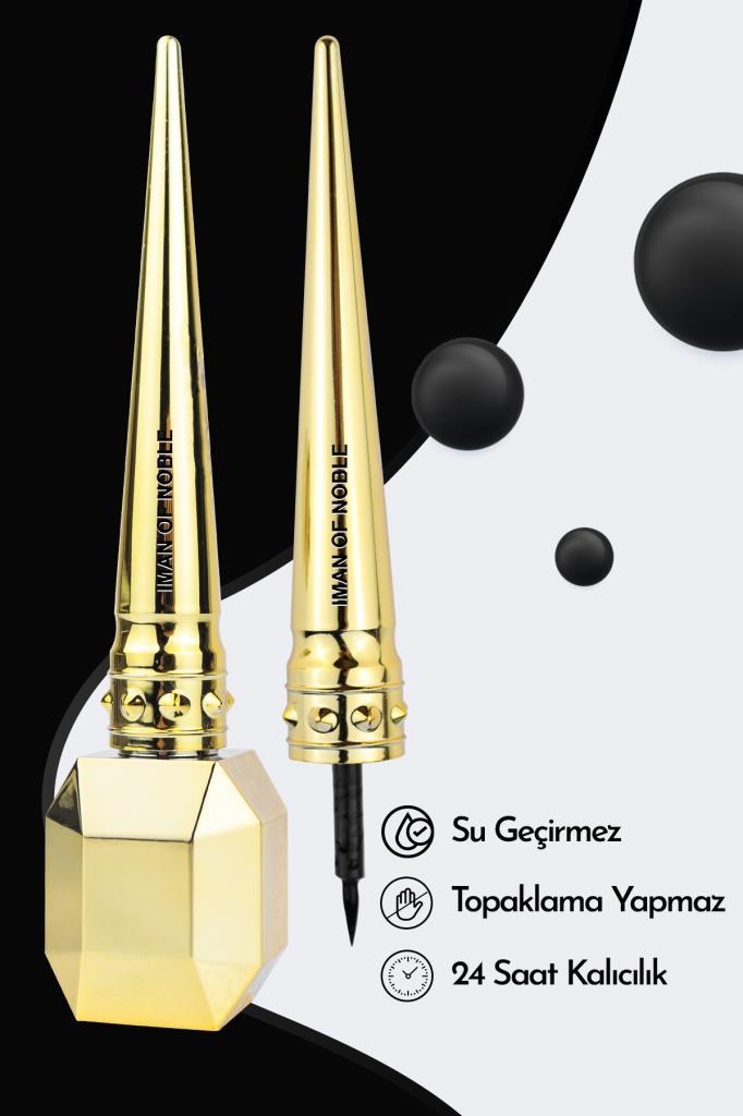 Dokuzgen Tasarımlı Gold Ambalajlı İnce Uçlu Eyeliner