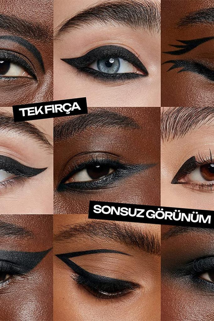 Dokuzgen Tasarımlı Gold Ambalajlı İnce Uçlu Eyeliner