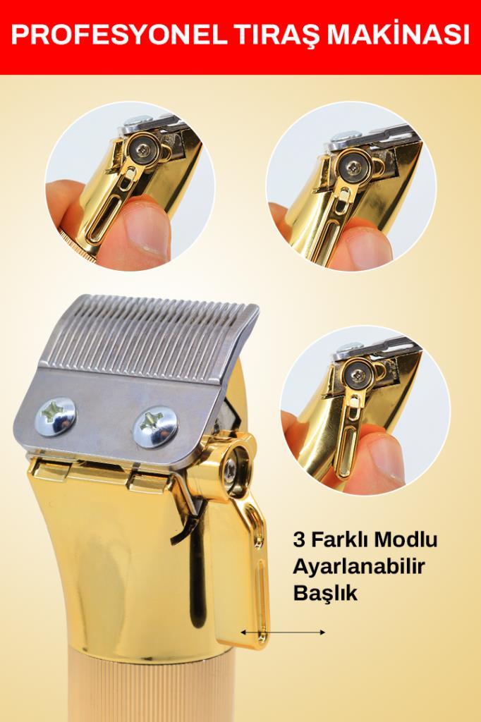 Gold Tasarımlı LCD Ekranlı Tıraş Makinesi