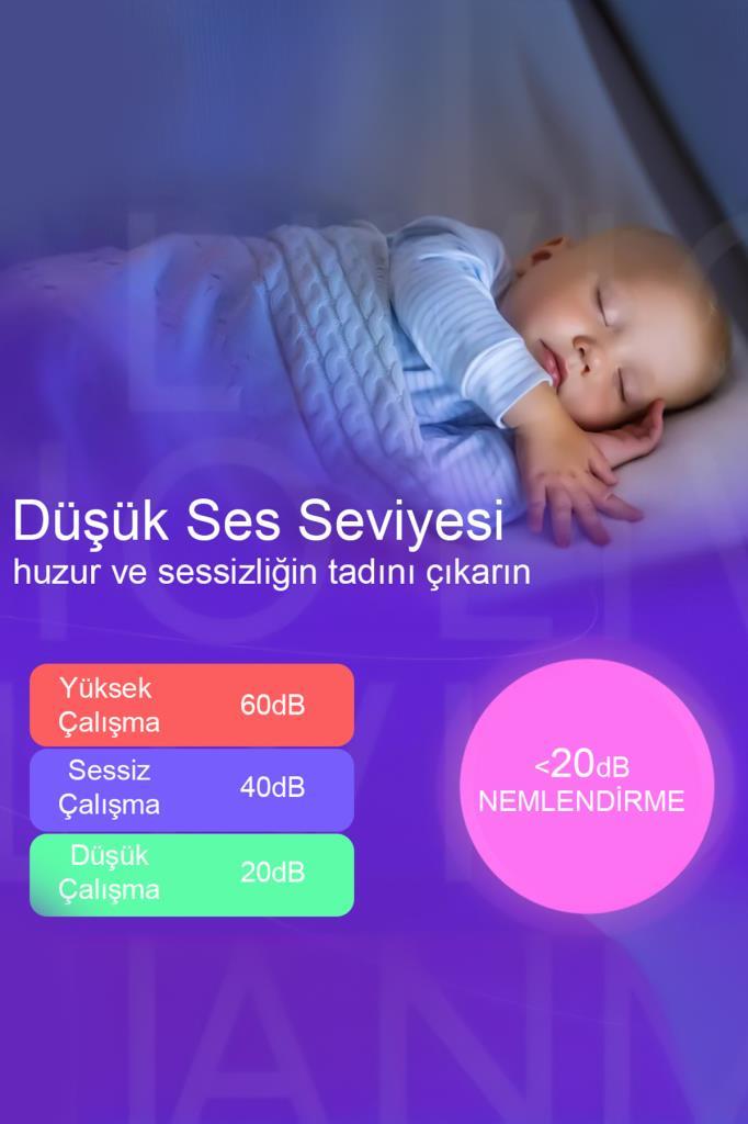 H2o Humidifier Hava-Oda- Araç Nemlendirici Led Işıklı Buhar Makinesi Gri