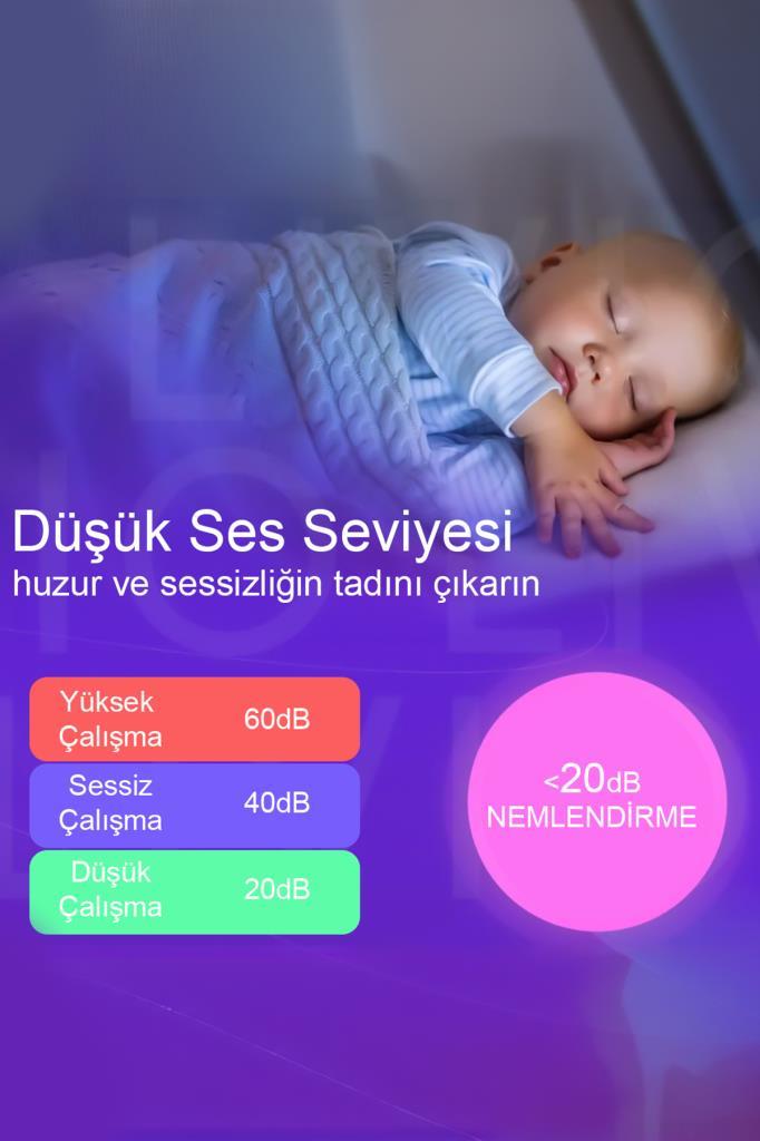 H2o Humidifier Hava-Oda- Araç Nemlendirici Led Işıklı Buhar Makinesi Pembe