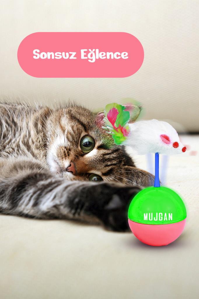 Hacıyatmaz Evcil Hayvan Tüylü Fare Şekilli Kedi Köpek Oyuncak Top