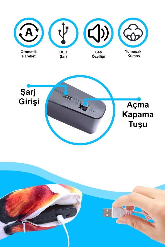 Hareketli Titreşimli Oynayan Balık Kedi Oyuncak MJGN-52G