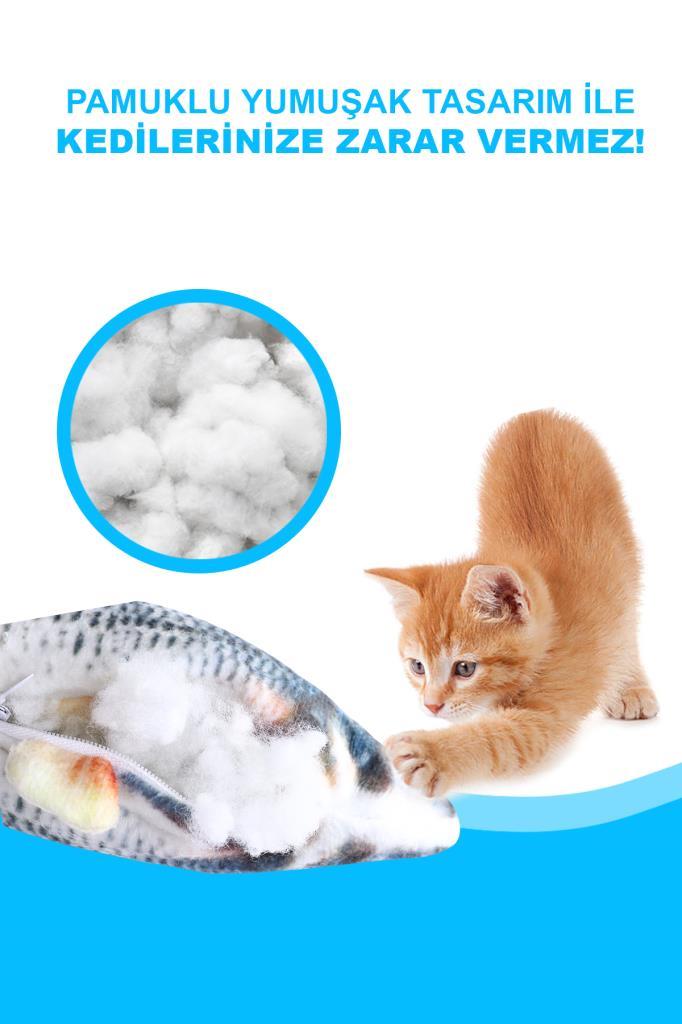 Hareketli Titreşimli Oynayan Balık Kedi Oyuncak MJGN-52G