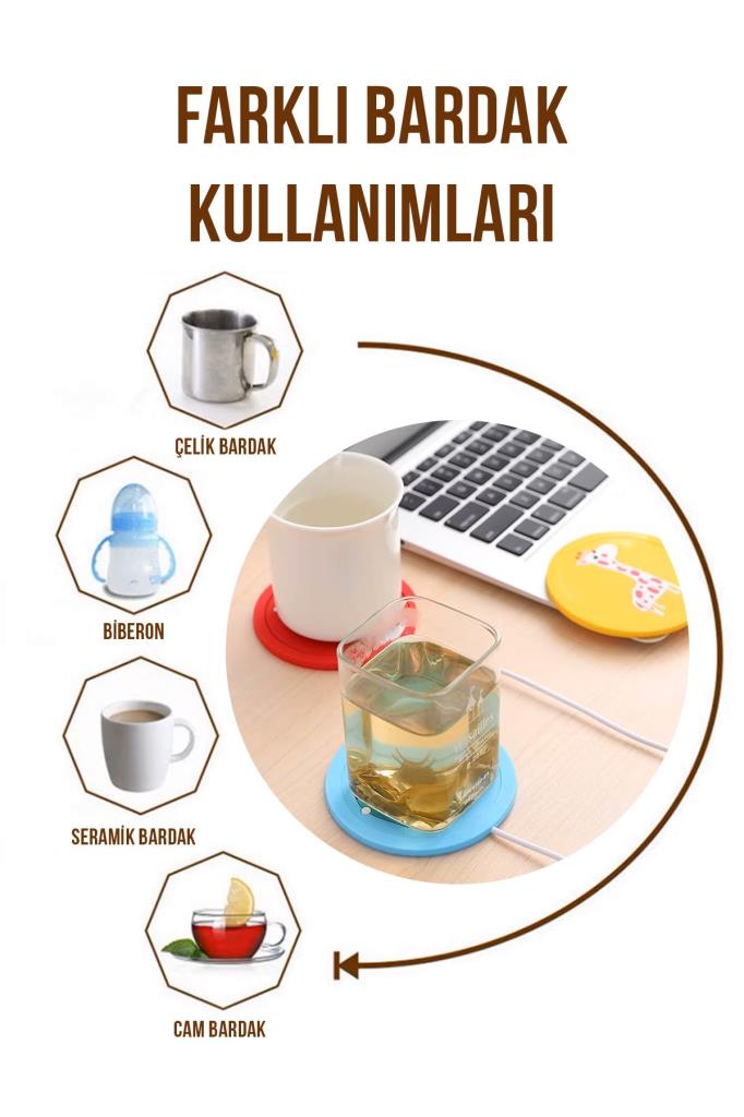Hayvan Figürlü Taşınabilir USB Girişli Bardak Altı Isıtıcı