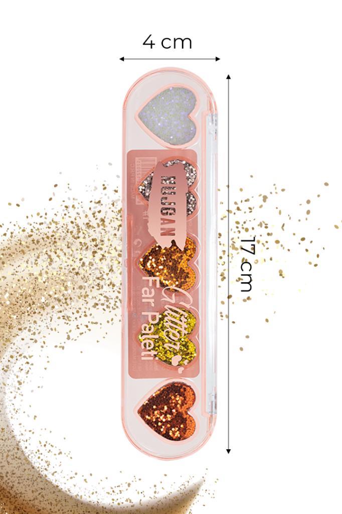 Kalp Şekilli 5'li Glitter Far Paleti No:1