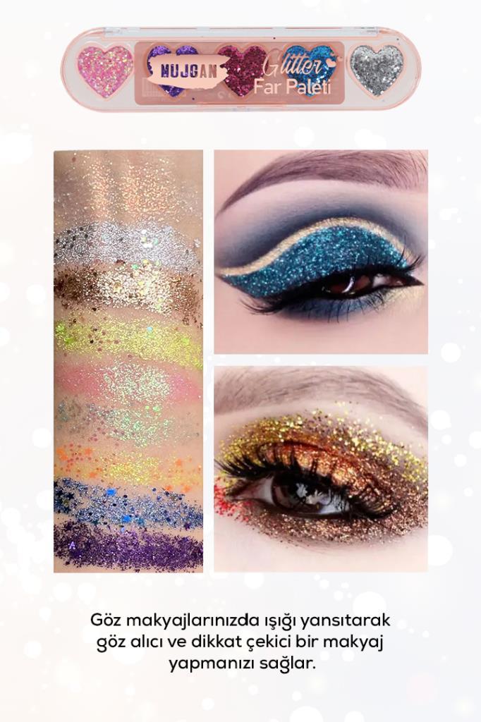 Kalp Şekilli 5'li Glitter Far Paleti No:3