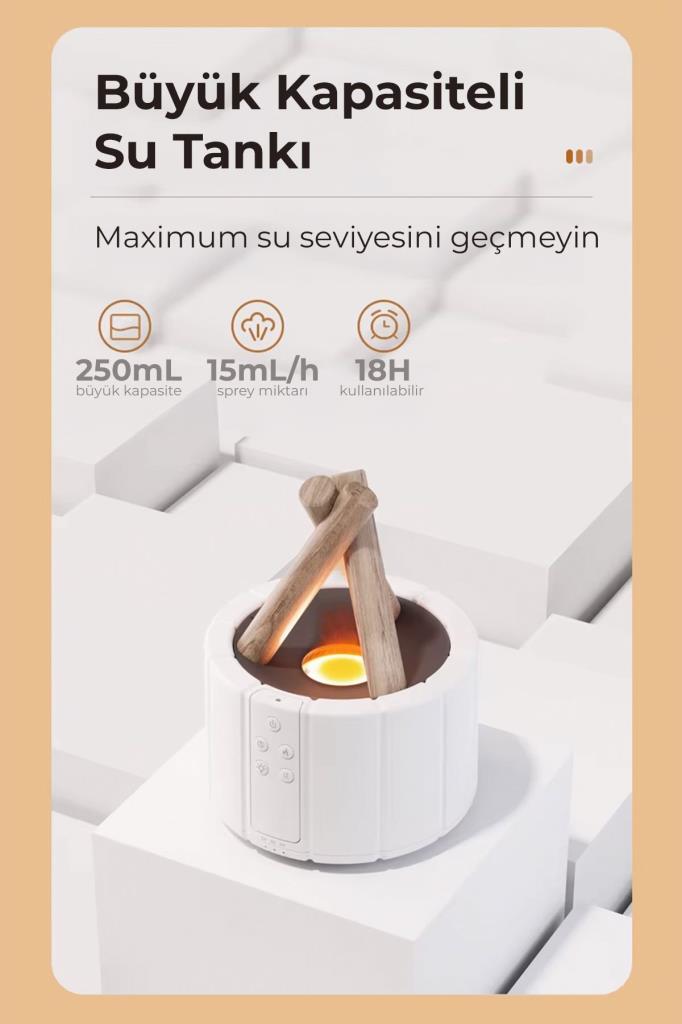Kamp Ateşi Görünümlü Uzaktan Kumandalı Buhar Makinesi 250ML