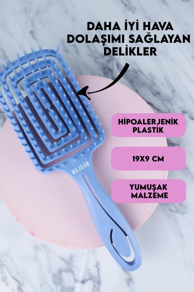 Kare Vegan Saç Açma Fırçası Mavi Renk