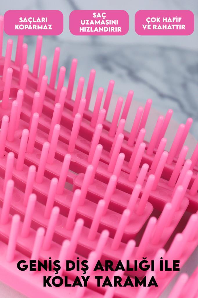 Kare Vegan Saç Açma Fırçası Pembe Renk