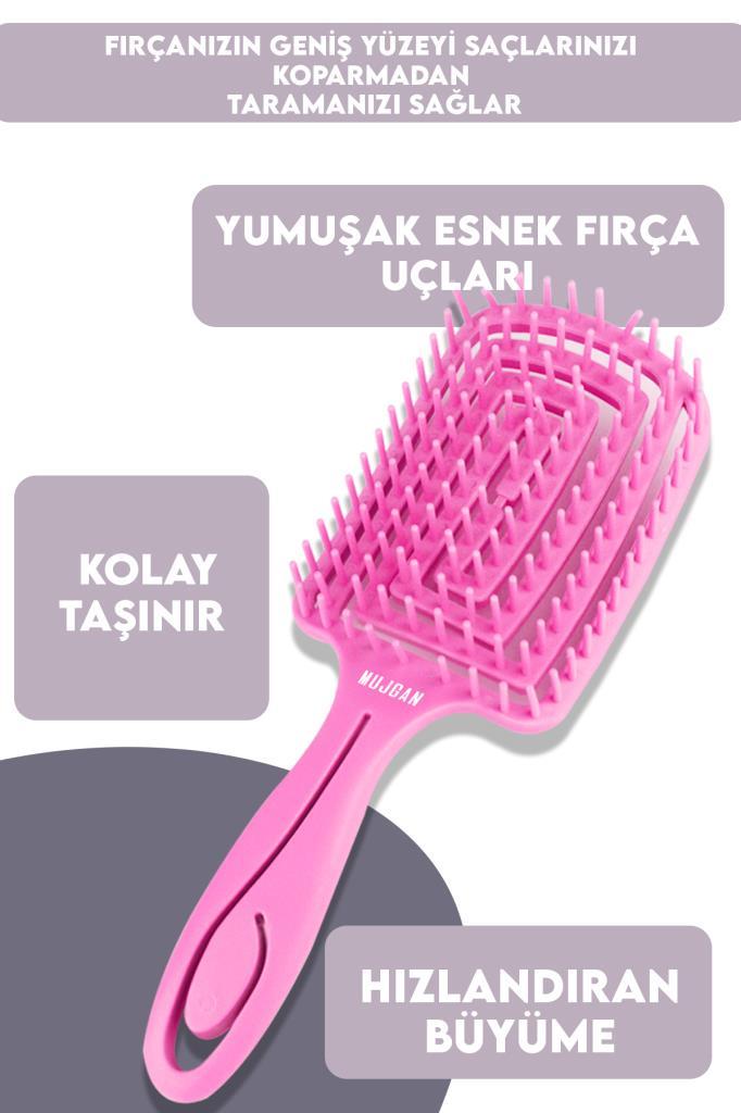 Kare Vegan Saç Açma Fırçası Pembe Renk