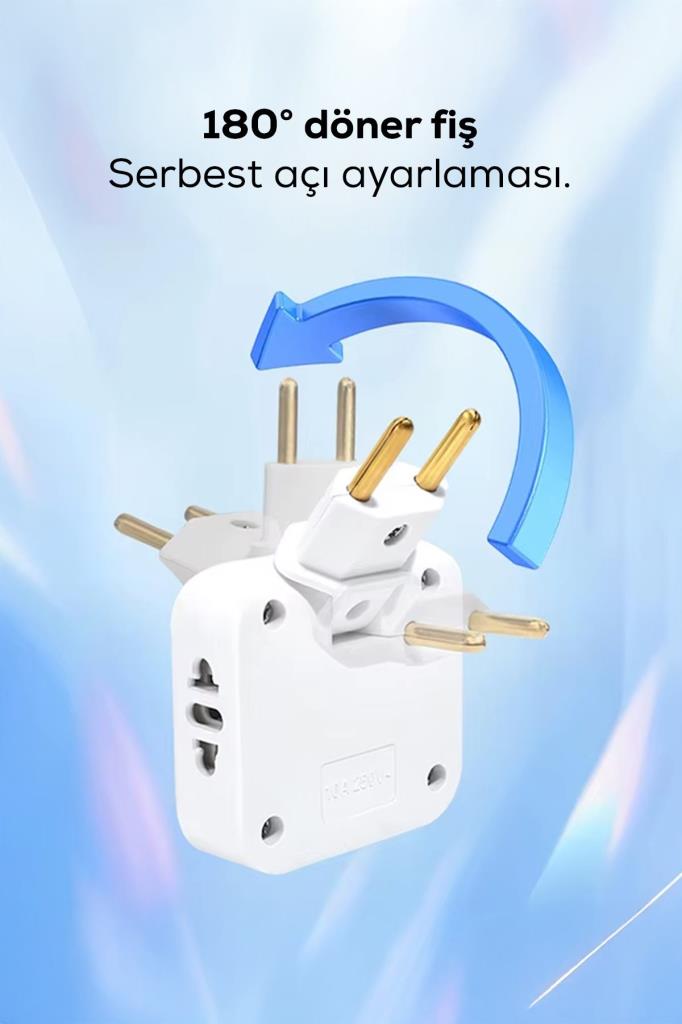 Katlanabilir 3 Girişli Çoklu Priz Adaptörü