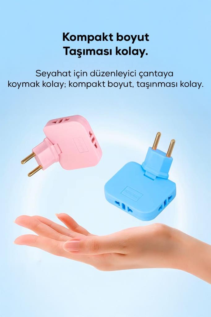 Katlanabilir 3 Girişli Çoklu Priz Adaptörü