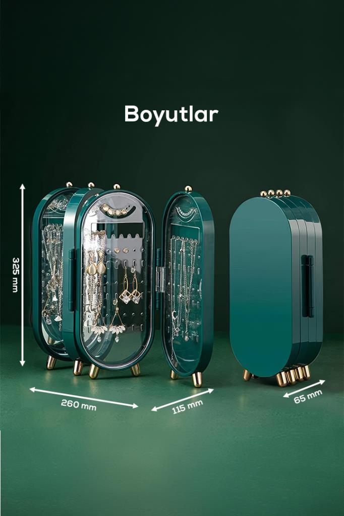 Katlanabilir Aynalı ve Ayaklı Takı Standı Beyaz