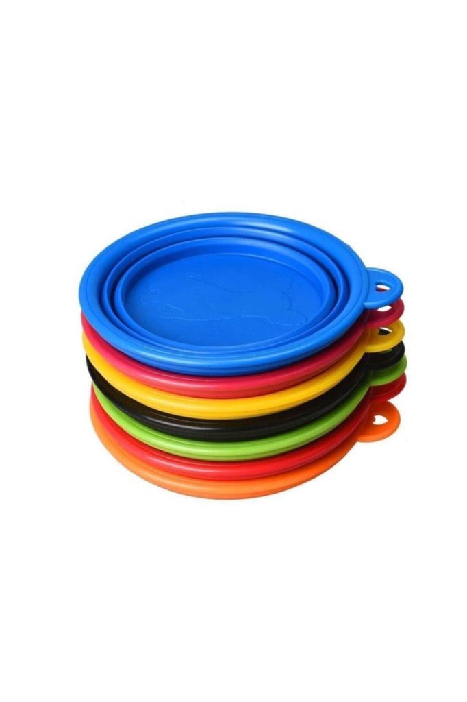 Katlanabilir Kedi Köpek Mama Ve Su Kabı Mavi Renk