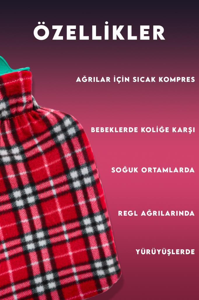 Kılıflı Sıcak Su Torbası Kırmızı Kareli