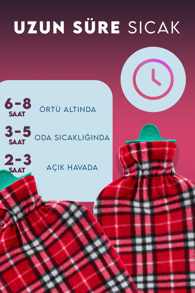 Kılıflı Sıcak Su Torbası Kırmızı Kareli