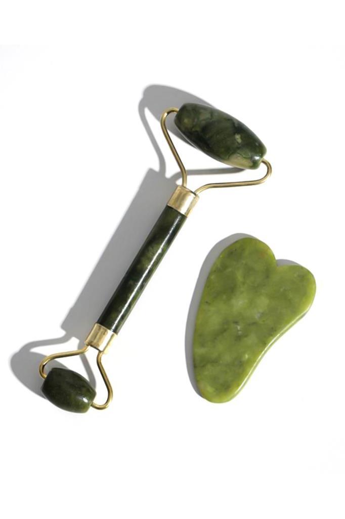 (KIRILABİLİR) 2'li Set Yeşim Taşı + Gua Sha Masaj Taşı