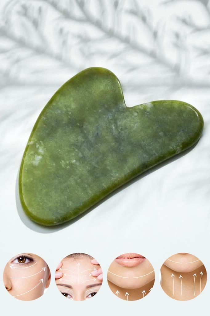(KIRILABİLİR) 2'li Set Yeşim Taşı + Gua Sha Masaj Taşı