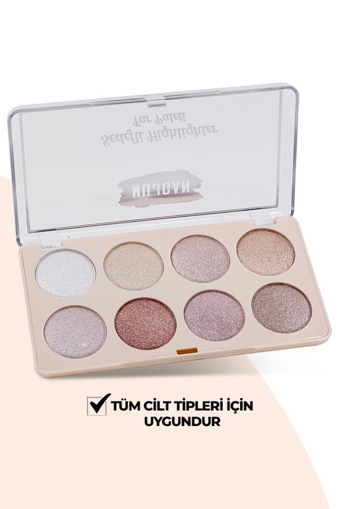 (KIRILABİLİR) 8 Renkli Sedefli Highlighter Far Paleti 843D No 1