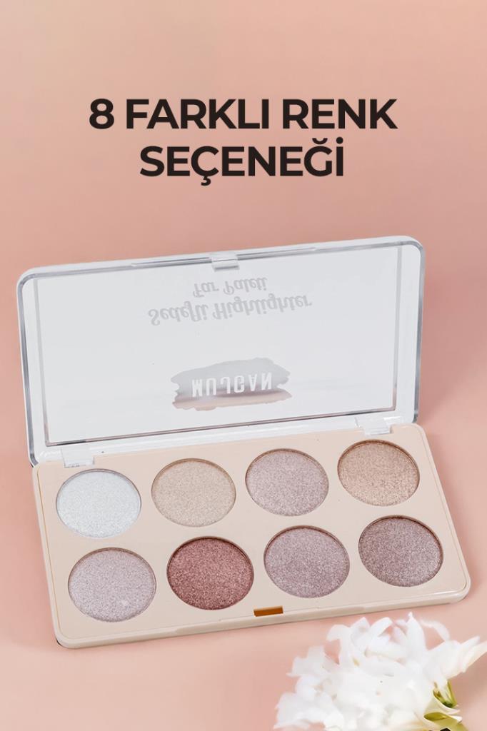 (KIRILABİLİR) 8 Renkli Sedefli Highlighter Far Paleti 843D No 1