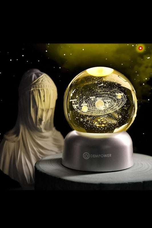 (KIRILABİLİR) Gezegen Cam Küre Işıklı 3d Led Işık Dekoratif Hediyelik