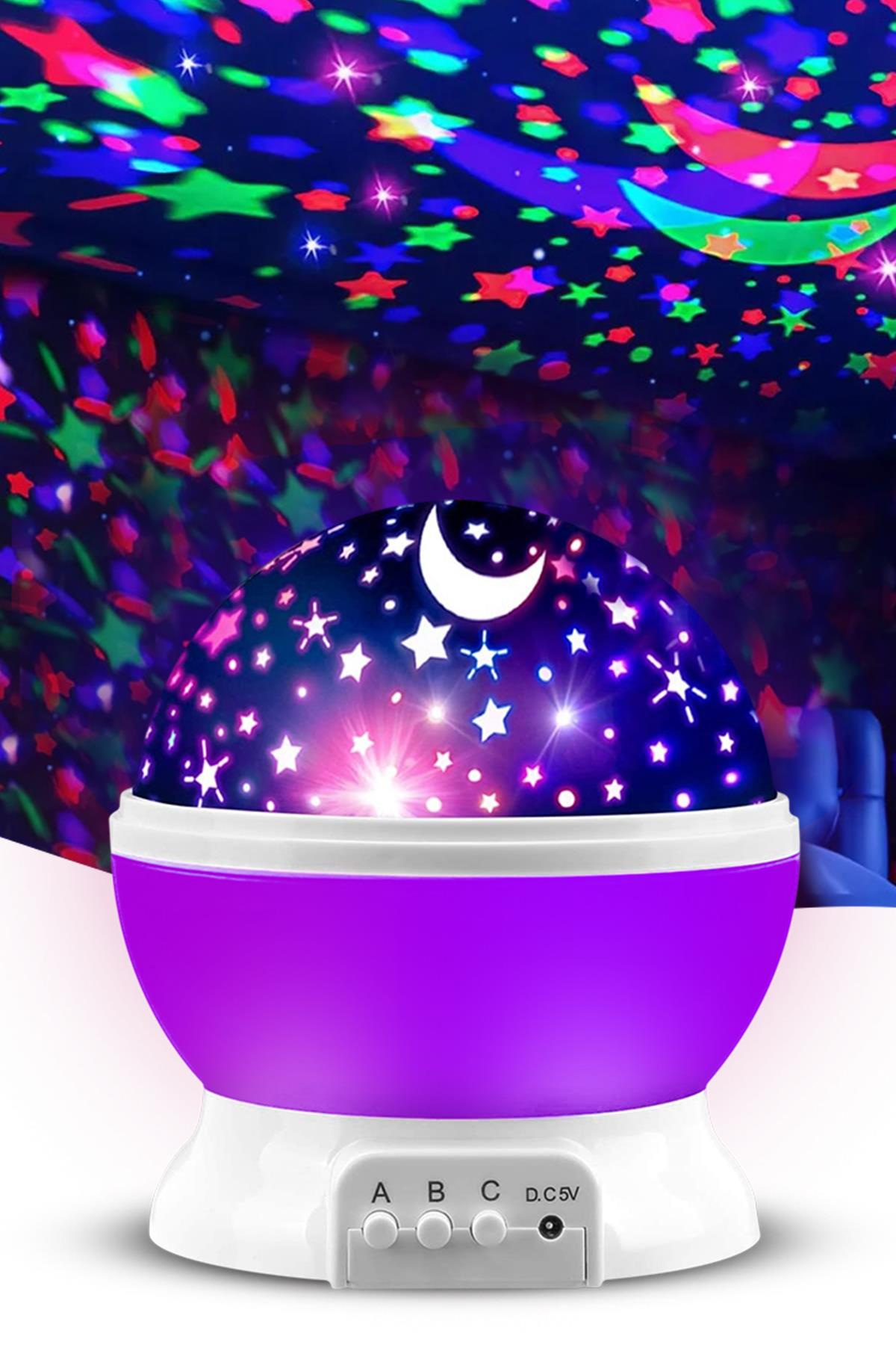 (KIRILABİLİR) Mor Star Master Küre Renkli Yıldızlı Gökyüzü Projeksiyon Gece Lambası