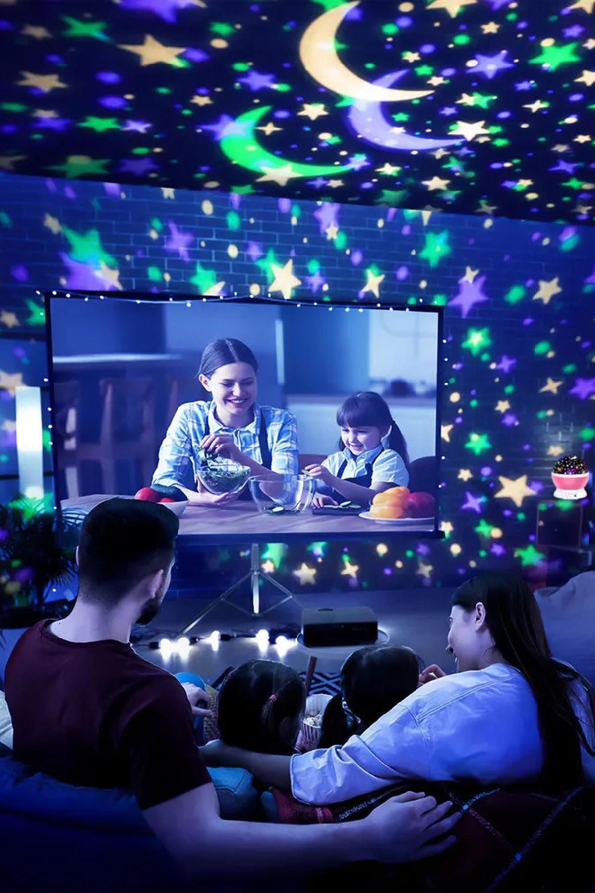 (KIRILABİLİR) Mor Star Master Küre Renkli Yıldızlı Gökyüzü Projeksiyon Gece Lambası