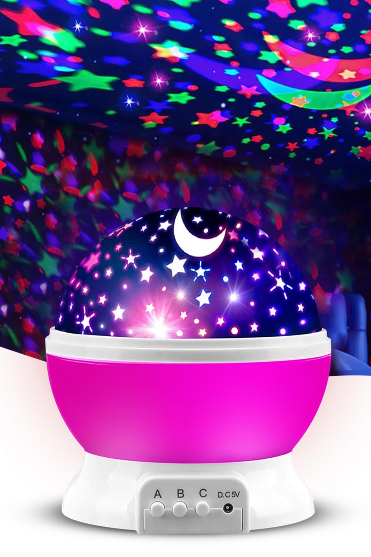 (KIRILABİLİR) Pembe Star Master Küre Renkli Yıldızlı Gökyüzü Projeksiyon Gece Lambası