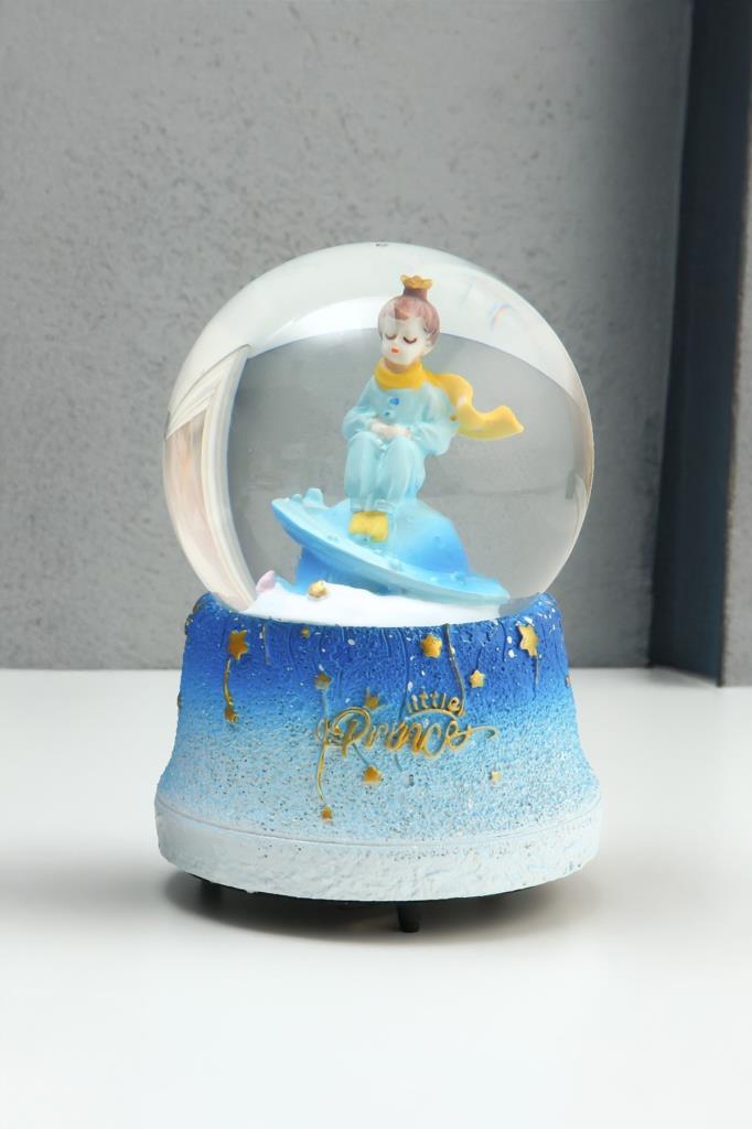 Küçük Prens Gezegen Temalı Müzikli LED Işıklı Kar Küresi