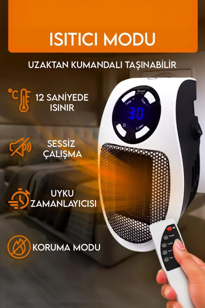 Kumandalı Mini Fanlı Isıtıcı