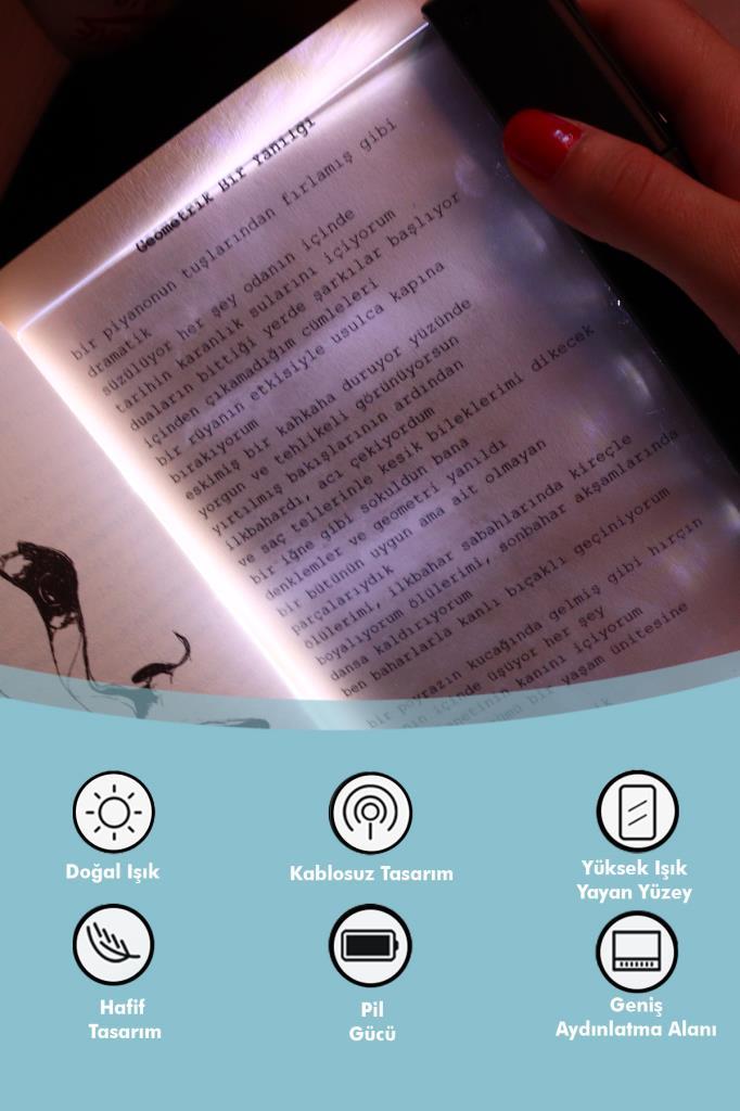 (KIRILABİLİR)Led Işıklı Kitap Okuma Ayracı