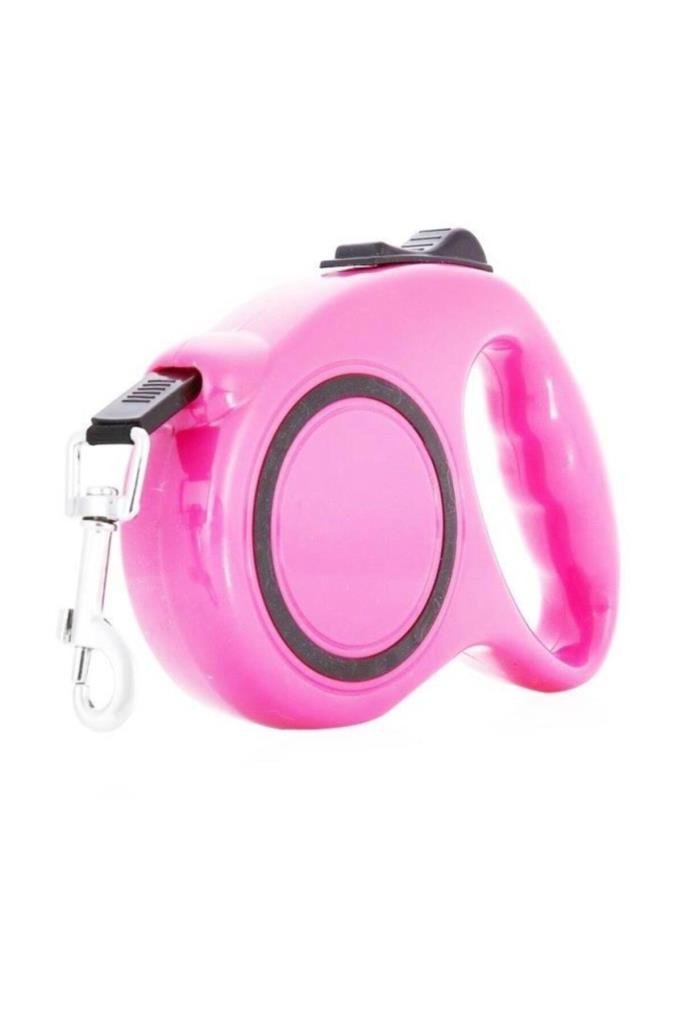 Makaralı Otomatik Köpek Tasması 3 Metre Pembe