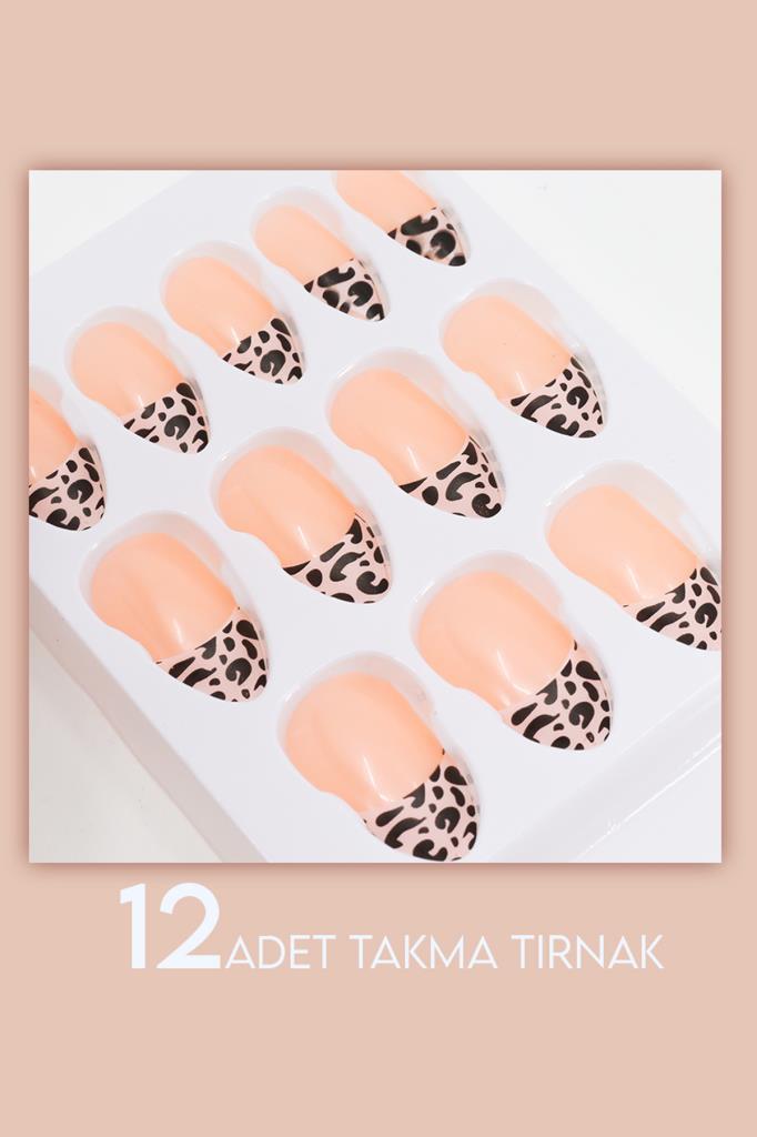 12'li Pembe Leopar French Tırnak E