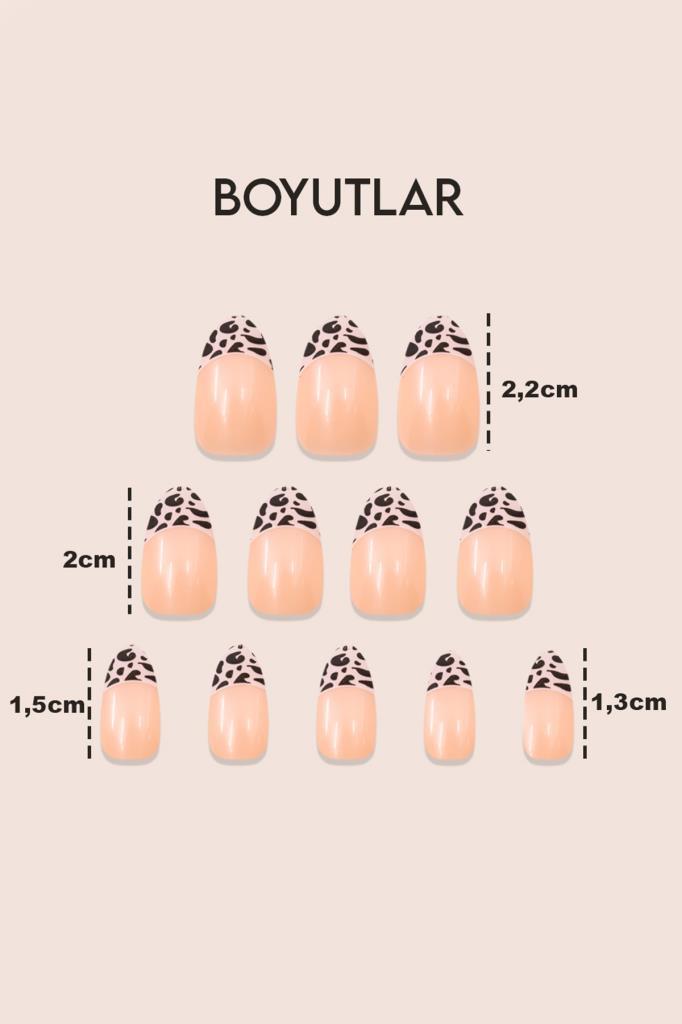 12'li Pembe Leopar French Tırnak E