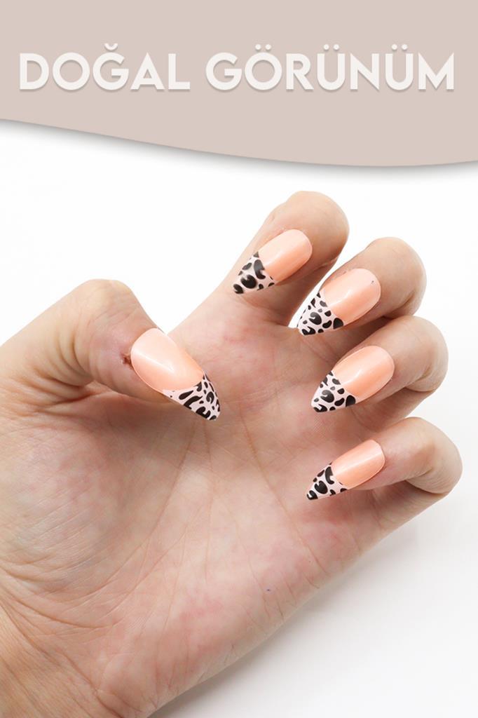 12'li Pembe Leopar French Tırnak E