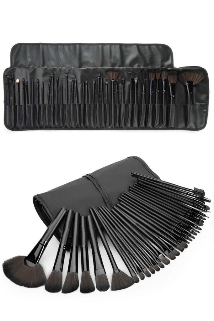 24'lü Profesyonel Makyaj Fırça Seti Siyah Renk