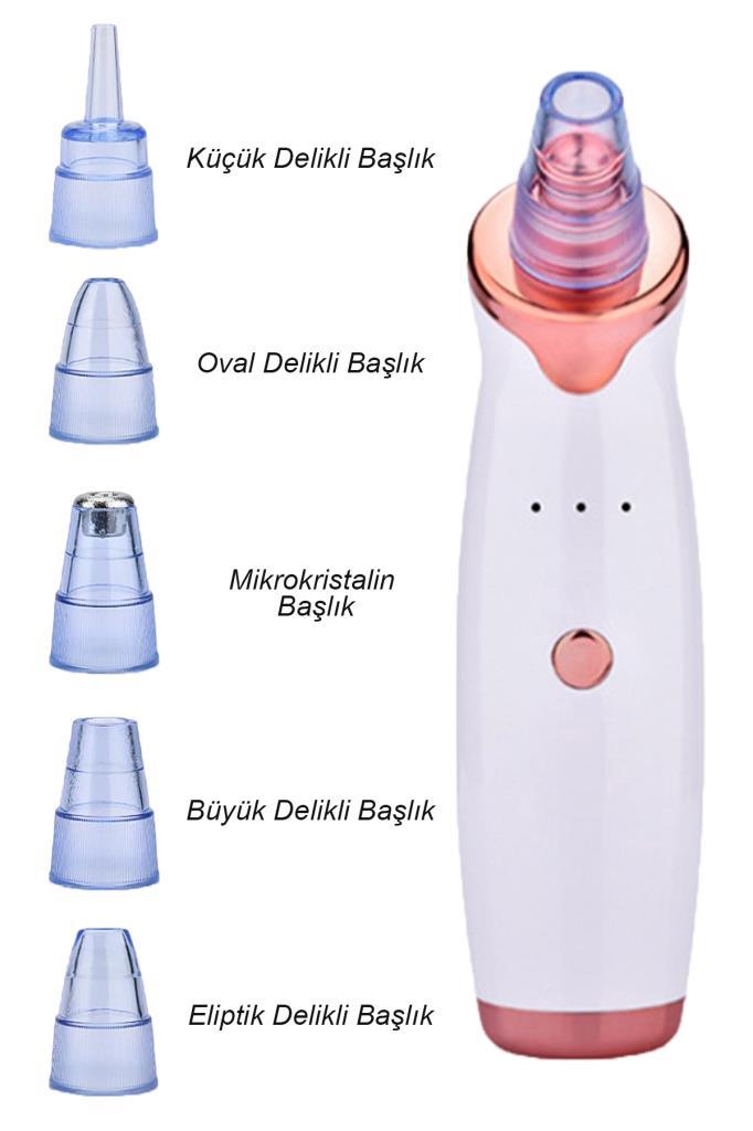5 Başlıklı Cilt Temizleme Vakum Aleti Multifunctional Cleaning Instrument Kırmızı-Beyaz Detaylı