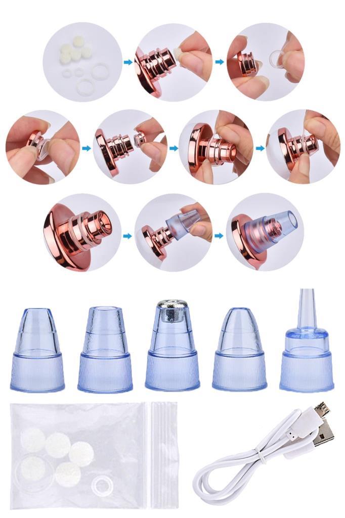 5 Başlıklı Cilt Temizleme Vakum Aleti Multifunctional Cleaning Instrument Kırmızı-Beyaz Detaylı