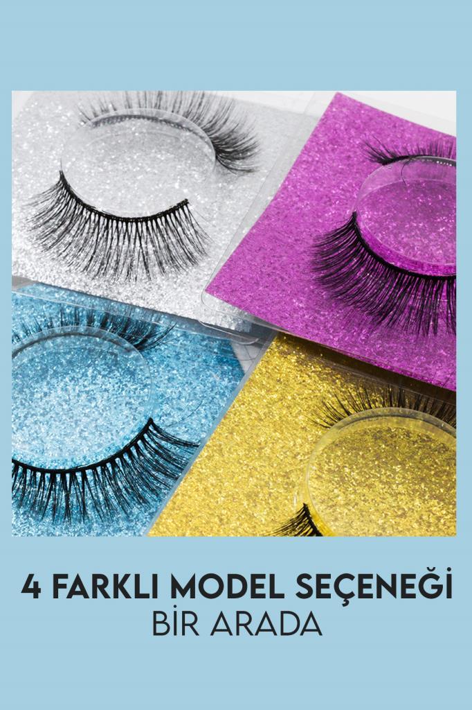 4'lü Set Altıgen Tasarımlı 6D Takma Kirpik B