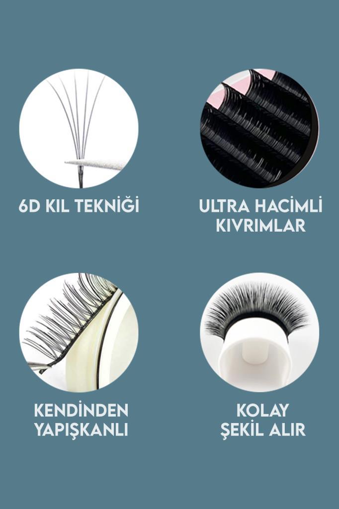 4'lü Set Altıgen Tasarımlı 6D Takma Kirpik B