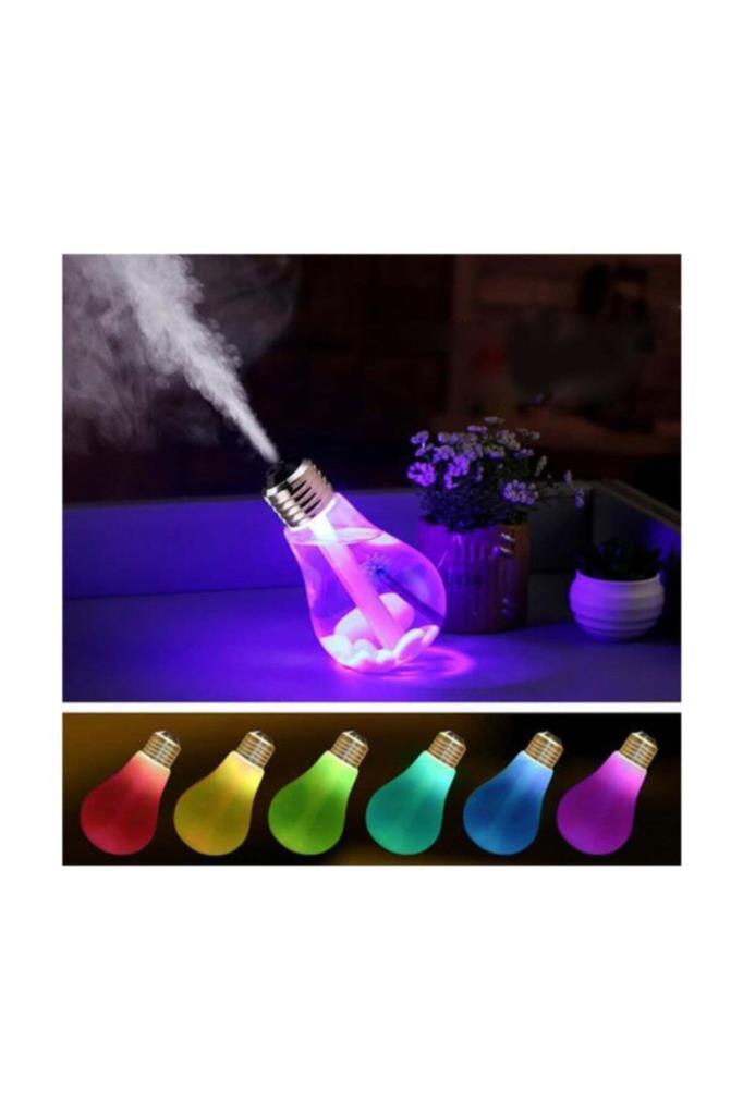 Ampul Şekilli Oda/Hava Nemlendirici Buharlı 7 Led Işıklı Gece Lambası