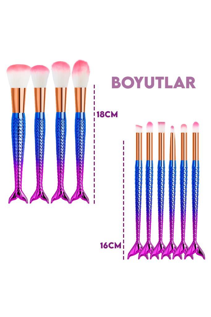 10'lu Balık Fırça Seti Koyu Pembe-Koyu Mavi